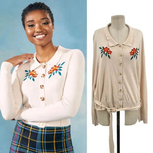 ModCloth x Collectif Blooms of Paradise Cardigan‎ Floral Belted Size US 16